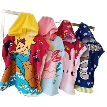 Летний мультяшный детский плащ с капюшоном, милые детские полотенца для ванной и душа, пляжный халат для мальчиков и девочек, накидка для новорожденных, одеяло для обертывания