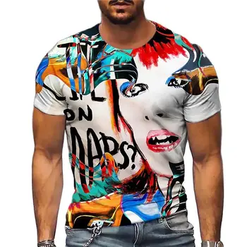 Летняя модная крутая мужская футболка с граффити, новая повседневная уличная одежда в стиле хип-хоп, футболки с забавным принтом, круглый вырез, короткий рукав, топы