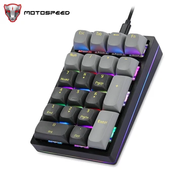 Механическая игровая клавиатура Motospeed K3 K24 с цифровым управлением, 21 клавиша RGB подсветки с возможностью горячей замены, пользовательская программирующая клавиатура для ПК-ноутбука