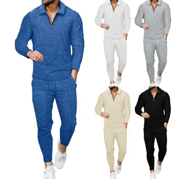 Модные комплекты мужской одежды, осень и зима, новые мужские спортивные штаны для отдыха с длинным рукавом, комплект из двух предметов для мужчин