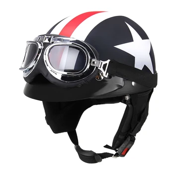 Мотоциклетный шлем с полуоткрытым лицом в ретро винтажном стиле Moto Casco Capacete Moto Шлем с козырьком УФ Очки для мотокросса Мотоцикл
