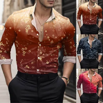 Мужская мода Повседневная Персонализированная Октоберфест Цифровая 3D печать Рубашка с длинным рукавом Топ 3d Печать Camisa Модные рубашки Топы