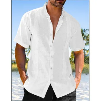 Мужская повседневная рубашка на пуговицах для отпуска 2023, пляжная свободная и дышащая модная рубашка-кардиган с коротким рукавом