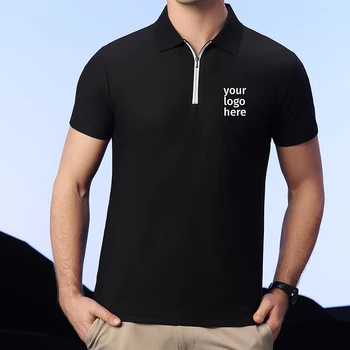 Мужская рубашка на молнии 2023, Женская летняя футболка-поло с коротким рукавом, Повседневная одежда для гольфа с логотипом компании, однотонные футболки, 50% хлопок