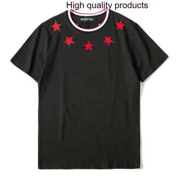Мужские футболки 2023 года, повседневные летние футболки с коротким рукавом и круглым вырезом, Хлопок, 100% Вышивка звездами, Camisetas De Hombre Cortas