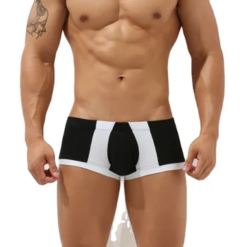 Мужские хлопковые боксеры SEOBEAN с модным сочетанием цветов и вогнуто-выпуклым дизайном для мужского нижнего белья