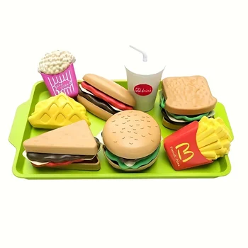 Набор из 9 предметов, имитирующая еду, съемная пластиковая закуска, гамбургер, притворяющиеся мини-игрушки, детская кухня, игровой дом, игрушка для еды