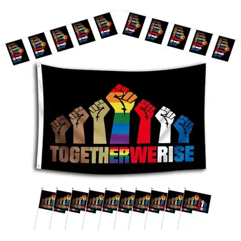 Набор флагов гордости Флаги гей-парада Вместе мы поднимаем Радужный флаг Полиэфирная ткань Ярких цветов, на которую легко повесить дух ЛГБТ