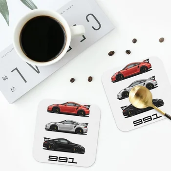 Новая Классика 991 GT3 RS Trio Подставки Кухонные Салфетки Нескользящая Изоляция Чашки Кофейные Коврики Декор Домашняя Посуда Набор из 4