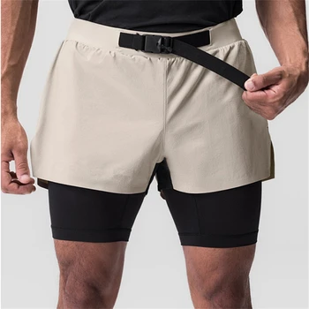 Новейшие мужские шорты для бега 2 в 1, шорты для тренажерного зала, мужские джоггеры для фитнеса, летние спортивные шорты для бега трусцой, тренировочные короткие штаны