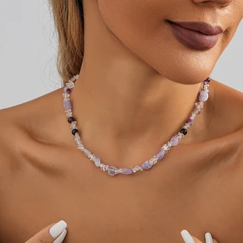 Новое креативное женское ожерелье из натурального камня неправильной формы, европейское и Американское модное простое женское ожерелье с цепочкой на ключицу