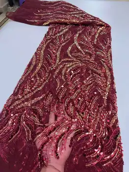 Новое поступление Популярной расшитой Французскими африканскими блестками кружевной ткани 10H-9802 для женского платья для вечеринки или свадебного шоу