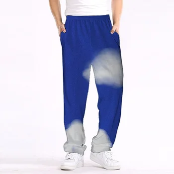 Новые повседневные мужские однотонные спортивные повседневные брюки свободного кроя с несколькими карманами