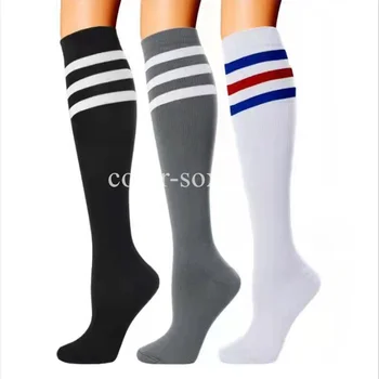 Носки для бега, новые футбольные компрессионные чулки, 20-30 мм рт. ст., мужские и женские спортивные носки для марафона, велоспорта, футбола, Варикозного расширения вен