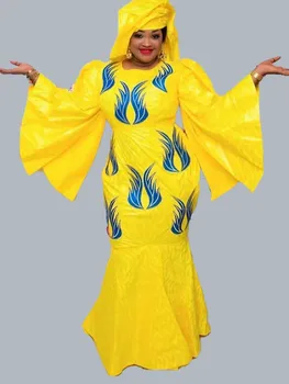 Оригинальные Длинные Платья Bazin Riche Femme Для Африканских Нигерийских Женщин Boubou Сексуальные Вечерние Платья Последней Модели Bazin Riche Dashiki Robe Clo
