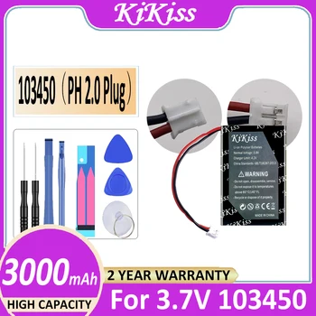 Оригинальный аккумулятор KiKiss 103450 (разъем PH 2.0) 3000 мАч для 3,7 В 103450 PS4 Камеры GPS Bluetooth Speak Digital Batteria
