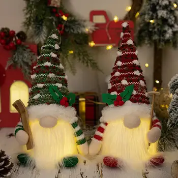 Очаровательное Рождественское украшение в виде гнома, Очаровательная Светящаяся Рождественская фигурка Рудольфа Гнома, вязаная фигурка в американском стиле Кантри на Рождество