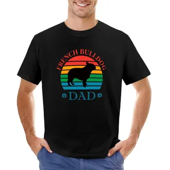 ПАПА французского бульдога-футболка с принтами заката и лап, мужская одежда, футболка blondie, мужская футболка