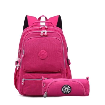 Пенал Студенческий Bolsa Знаменитые Дорожные нейлоновые рюкзаки Школьные сумки с обезьянками для девочек Женщин подростков USB Зарядка 1808#