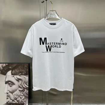 Повседневная футболка Mastermind World 2023, летний новый тренд MMW, хлопковая футболка с изображением черепа и алфавита на груди, футболки с короткими рукавами большого размера для мужчин