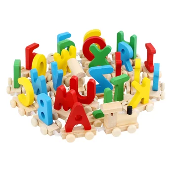 Поезд с алфавитом, игрушки с английскими буквами, деревянный автомобильный набор, детские развивающие буквы, дети