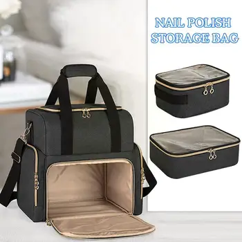 Портативная сумка для хранения лака для ногтей, сумочка со съемным ремешком для дорожной косметички, универсальная сумка для переноски L3C2