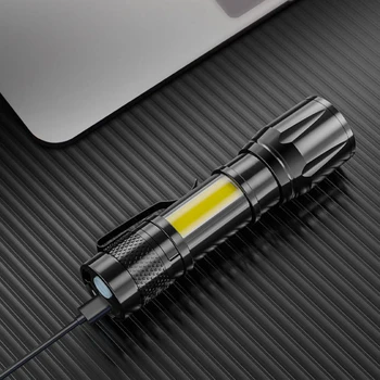 Портативный фонарик с телескопическим зумом 400 мАч, USB перезаряжаемый домашний пластиковый фонарик