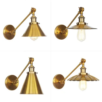 Постмодернистский ретро Лофт Винтажный светодиодный настенный светильник с золотым абажуром Промышленный светильник Edison Бра Аппликации Фрески Зеркальный светильник