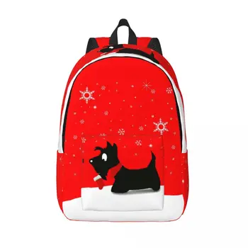 Праздничный Холщовый рюкзак Scottie Dog для женщин и мужчин, водонепроницаемая сумка для колледжа и школы с шотландским терьером, сумки для книг с принтом