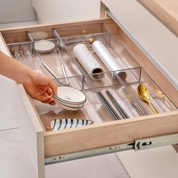 Прозрачный ящик для хранения посуды, ножей, Акриловый органайзер для холодильника, разделители ящиков, ящик для хранения