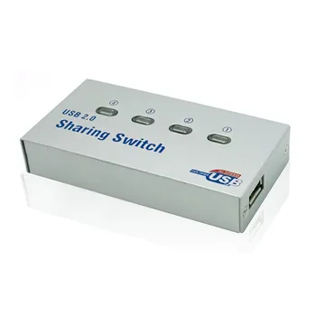 Простая установка 4-портового переключателя USB 2.0 Высокоскоростной переключатель общего доступа USB для принтеров сканеров