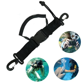 Пружинная веревка для дайвинга с защитой от потери, черная 30,5*3,7 см, с быстроразъемной пряжкой, подходящая камера для плавания, Отсутствующая веревка, спортивные аксессуары