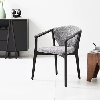 Рабочее кресло из массива дерева в скандинавском стиле, дизайнерское рабочее кресло для виллы высокого класса, легкое роскошное современное простое обеденное кресло с подлокотником