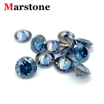 Редкий Королевский синий муассанит, россыпные камни, круглый муассанит, алмазный тестер для изготовления ювелирных изделий, колец, колье, серег.