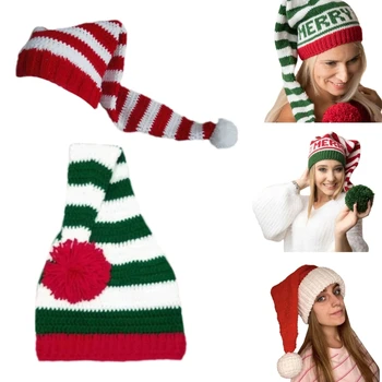 Рождественская вечеринка Шляпа Сантаклаус Теплая Вязаная Праздничная шляпа Головной убор для семейного фестиваля