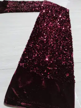 Роскошная французская сетчатая кружевная ткань 3D бордовая бархатная ткань с блестками 2023 Высококачественное кружево свадебное платье из африканской кружевной ткани