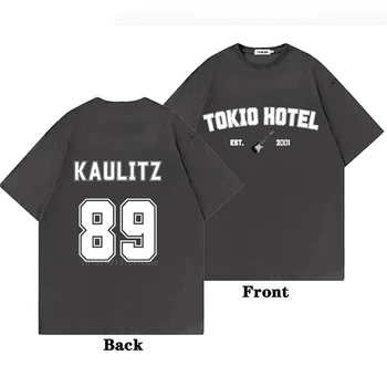 Рубашки Tokio Hotel, Хлопковая футболка с принтом на спине рок-группы Kaulitz, Летняя футболка с коротким рукавом, Мужская Женская однотонная одежда, блузка в стиле хип-хоп