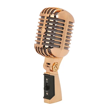 Ручной микрофон 2-канальная имитация Классического Ретро Динамического вокального микрофона Универсальная подставка Караоке-микрофон для живого выступления
