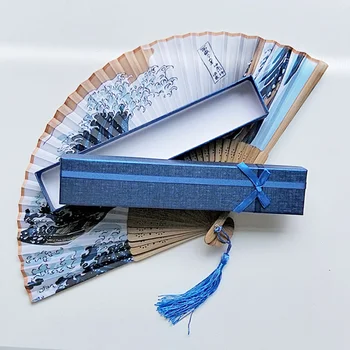 Ручной складной веер, Складной вентилятор Ручной вентилятор Китайский складной веер Карманный кошелек Ручной веер с тканевым рукавом и детский