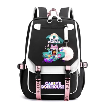 Рюкзаки Gabby's Dollhouse Usb Школьная сумка для девочки-подростка Модный рюкзак для мальчиков и девочек Gabby Cats Плюшевый мяч Сумка для книг Дорожный рюкзак