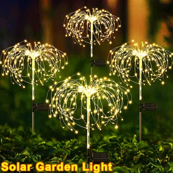 Светодиодный солнечный фейерверк, водонепроницаемый уличный садовый сказочный светильник для дорожки, ландшафта внутреннего двора, украшения газона, праздничного освещения