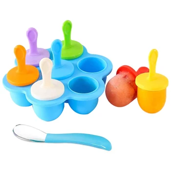 Силиконовая форма для эскимо, формы для льда, контейнер для хранения домашнего детского питания, формы для мороженого своими руками (синий)