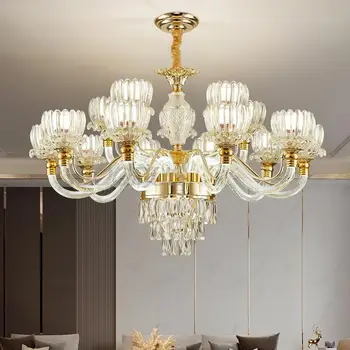 Скандинавская роскошь, современный минималистичный декор для помещений, светодиодный подвесной светильник, Вилла в отеле, Потолочная люстра из белого хрусталя, 3 цвета
