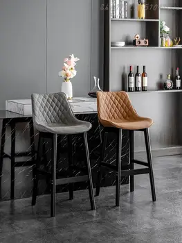 Скандинавский барный стул, легкий роскошный табурет из массива дерева, современный простой барный стул, бытовой островной стул, высококлассный барный стул