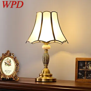 Современная латунная настольная лампа WPD LED Европейские простые Роскошные Креативные настольные лампы из медного стекла для дома, гостиной, спальни