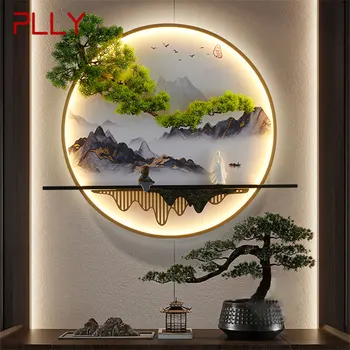 Современная настенная картина с подсветкой внутри, креативная настенная роспись с китайским пейзажем, бра, светодиодная лампа для дома, гостиной, спальни, кабинета.