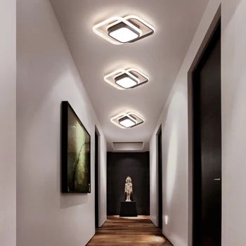 Современные светодиодные потолочные светильники Лампа для домашнего декора в коридоре, фойе, спальне, потолочный светильник со светодиодной подсветкой, окрашенный в розово-золотой и черный цвета