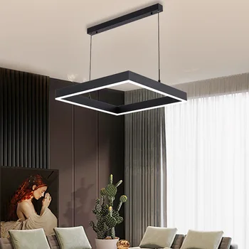 Современный светодиодный простой подвесной светильник Для внутреннего декора, Многослойный куб, минималистичная гостиная, кухня, Алюминиевые железные акриловые подвесные светильники