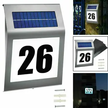 Табличка с номером дома на солнечной батарее с датчиком движения 200ЛМ, таблички с номерами для дома, двери в сад, Солнечная лампа, освещение, адрес