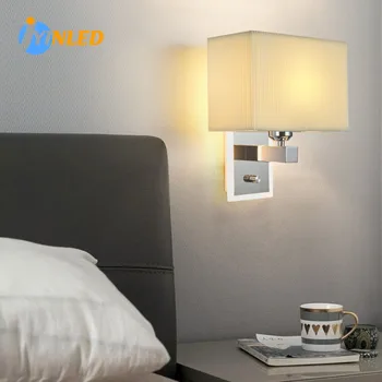 Тканевый настенный светильник с квадратным трапециевидным абажуром, современный простой гостиничный настенный светильник, светодиодная прикроватная лампа для спальни, освещение для гостиной